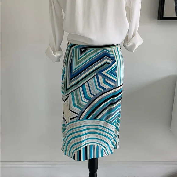Striped Blue and White Midi Skirt - Picture 3 of 13